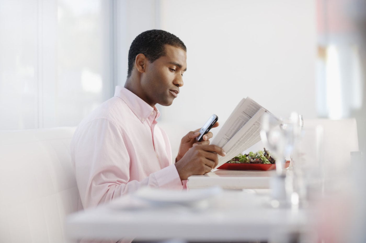 man reading paper